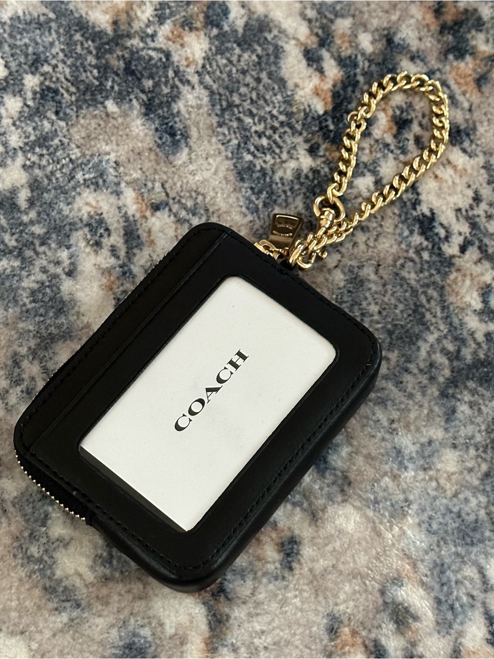NWT Coach Multicolor Signature Stripe Card Case with Gold Chain - Picture 2 of 4